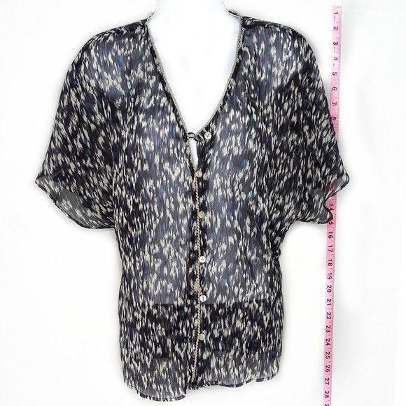 CONVERSE • Small sheer blouse purple black cream teal casual women's - Picture 1 of 6